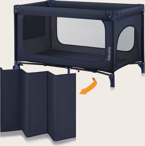 Lionelo Jasmin Easy Fold Reisbedje - 2 Hoogtes Matras T25 - Opvouwbaar in seconden - Inclusief Reistas - Gaaswanden - Zijdeur met Rits - 2 Wielen met Rem - Vanaf 0 tot 36 maanden - Stalen Frame - Easy Fold systeem van LIONELO — afbeelding 5