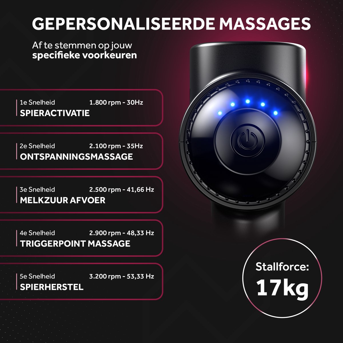 Afbeelding 3 van Northwall Massage Gun Professioneel PRO - Massage Pistool Inclusief Koffer en 6 Opzetstukken incl. Eikenhouten Massagekop - Krachtig en Draadloos Sport en Relax Massage Apparaat
