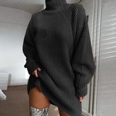 Pull mi-long en maille - Pull femme - Pull chaud - Gris foncé - Taille : XL
