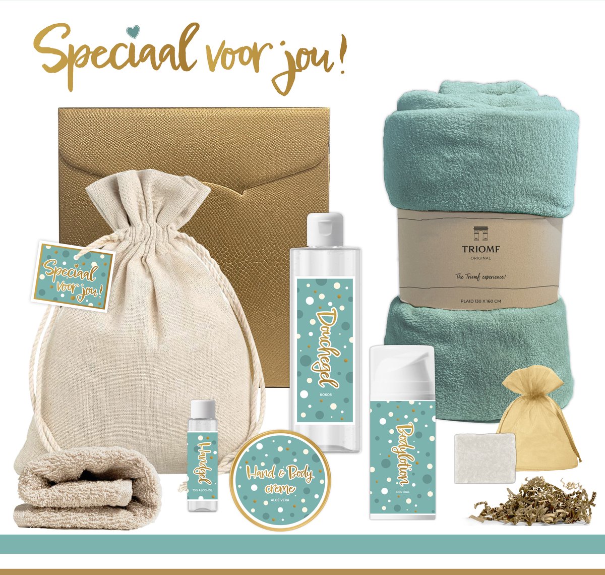 Goedkoopste Geschenkset “Speciaal Voor Jou!” - 8 producten - 1200 gram | Speciaal voor jou - Luxe Wellness Set - Bedankt Cadeau - Cadeaupakket Liefs - Kerstcadeau - Kerstpakket - Giftset Kerst - Vriendin - Meisje - Opkikkertje - Beterschap - Goud