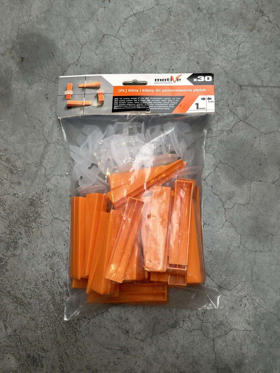 Het nivelleringssysteem van Olejnik Tegel: 300 clips (2 mm) en 100