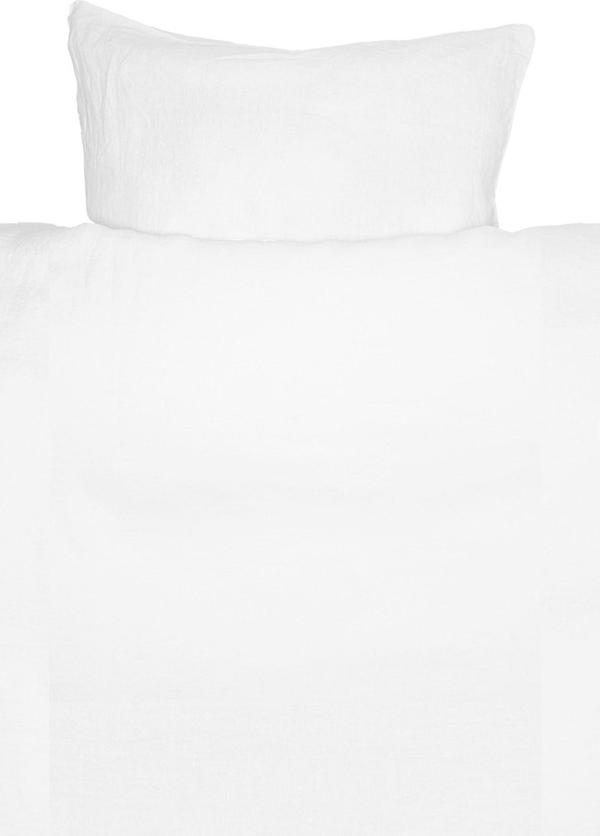 Dekbedovertrek | Mira - 100% Gewassen Linnen - Ademend en Anti-allergisch - Wit - 140x200 cm