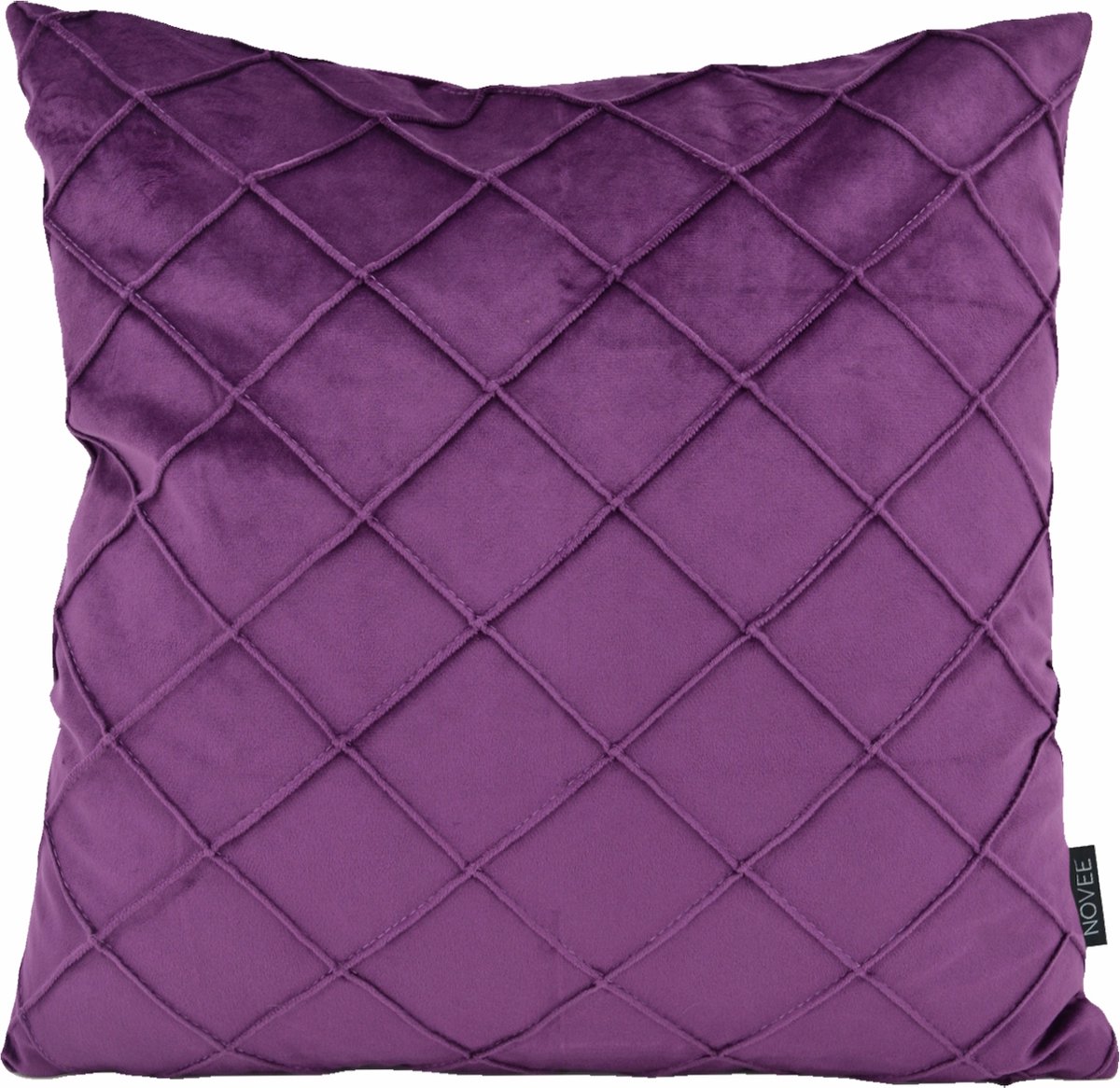 NOVÉE Velvet Cross Paars Kussenhoes | Fluweel/Polyester | 45 x 45 cm