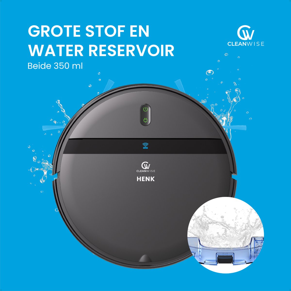 Afbeelding 3 van CleanWise Henk + Onderhoudspakket - Robotstofzuiger met dweilfunctie - Dweilrobot - Laadstation - Geschikt voor Huisdieren