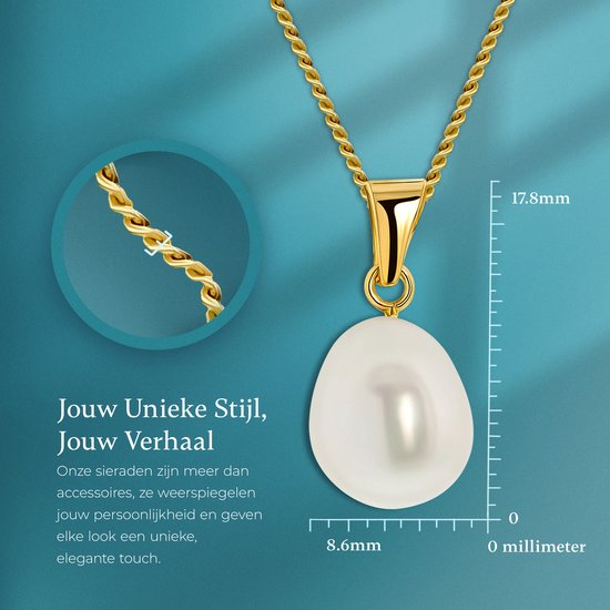 Miore - Collier en Or jaune Avec Perle - Femme - Or 14 Carats, Argent (925) - Bijou hypoallergénique - Collier Pendentif Fait Main