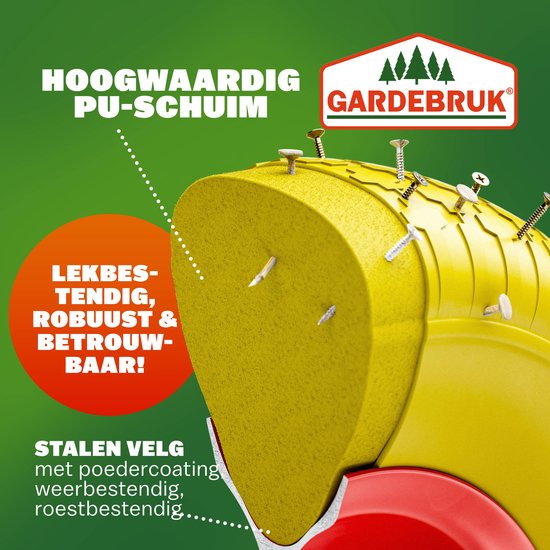 Kruiwagen Wiel - PU-schuim Inclusief As - Geel Rood van Merkloos	 — afbeelding 4