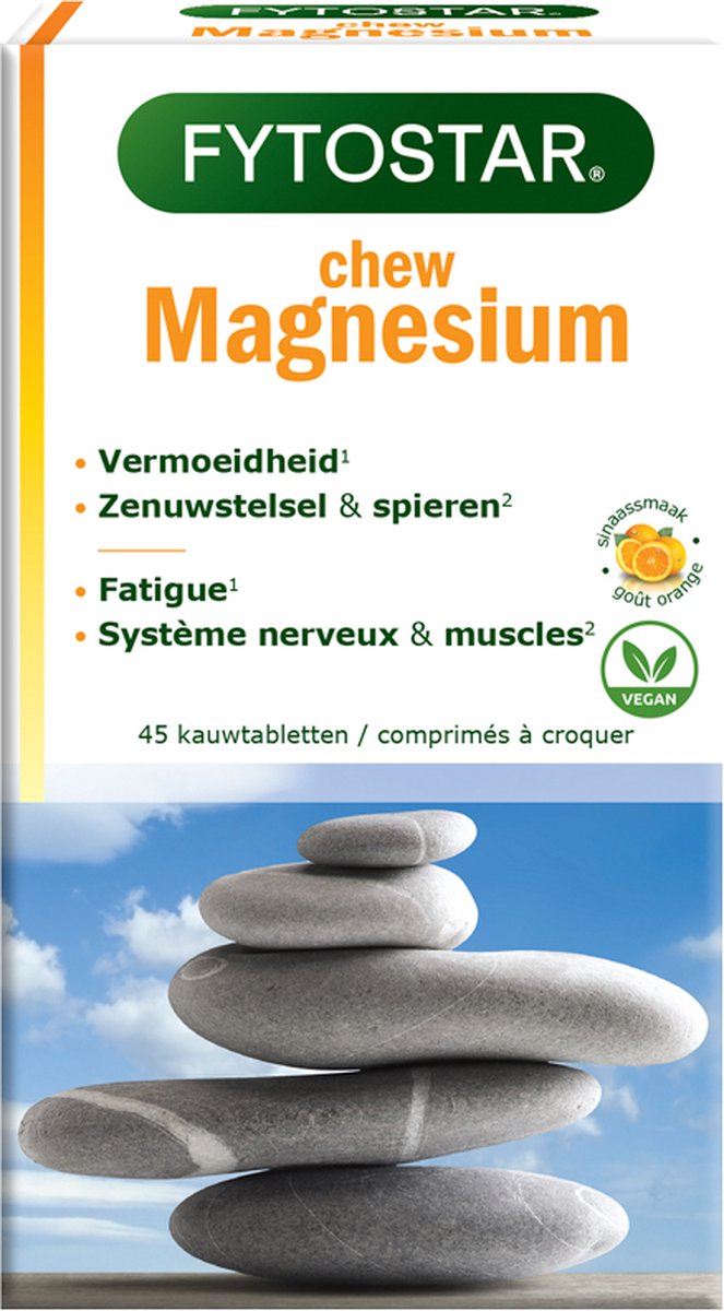Fytostar Chew Magnesium MAXI – Vermoeidheid, zenuwstelstel en spieren – Voedingssupplement met magnesium - 45 kauwtabletten