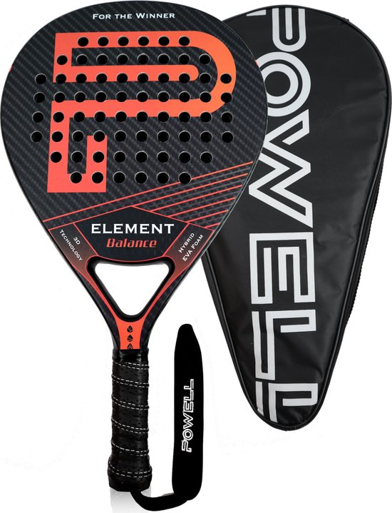 POWELL Padel Racket - met Hoes & Ballen - Druppel - 3K Carbon - 3D-Tech - Balance