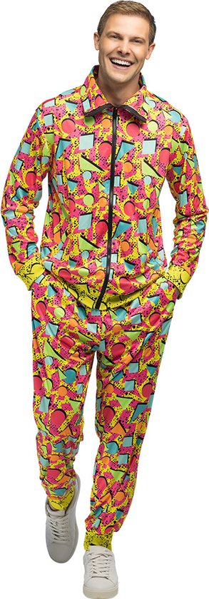 Boland - Trainingspak Pop art dude UV (S) - Volwassenen - - 80s - 90s - foute party - grappig - retro trainingspak - neon