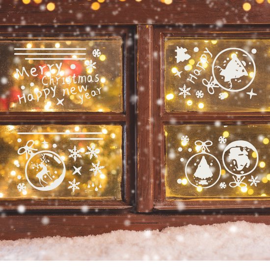 Giftmas – Raamstickers – Kerst – Kerst Raamdecoratie – Kerst Stickers – Raamstickers Kinderen – Kerstversiering voor Binnen – Kerstversiering