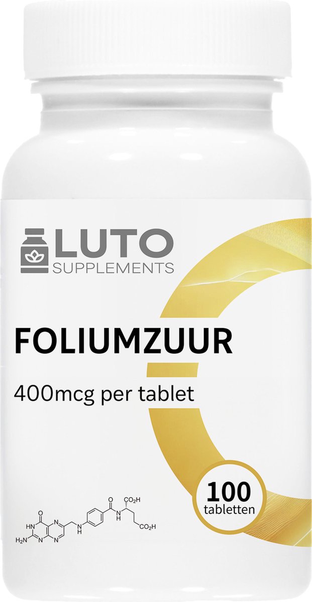 Goedkoopste Luto Supplements - Foliumzuur - 400 mcg Foliumzuur per tablet - Zwangerschap & Immuunsysteem - vegan - 100 tabletten