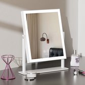 Relaxdays Miroir Hollywood LED - Commande Tactile 3 Niveaux Lumière - 6 Ampoules - Alimentation Piles Ou USB - Noir