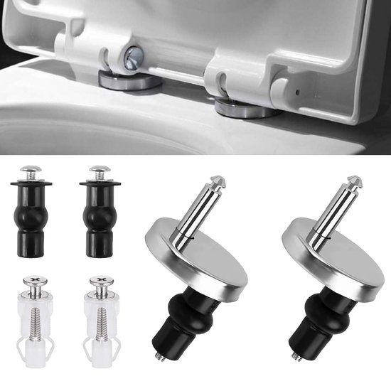 6 Pièces Fixation Abattant WC Universel - Vis Caoutchouc Et Acier Inox - Remplacement Charnière Toilette