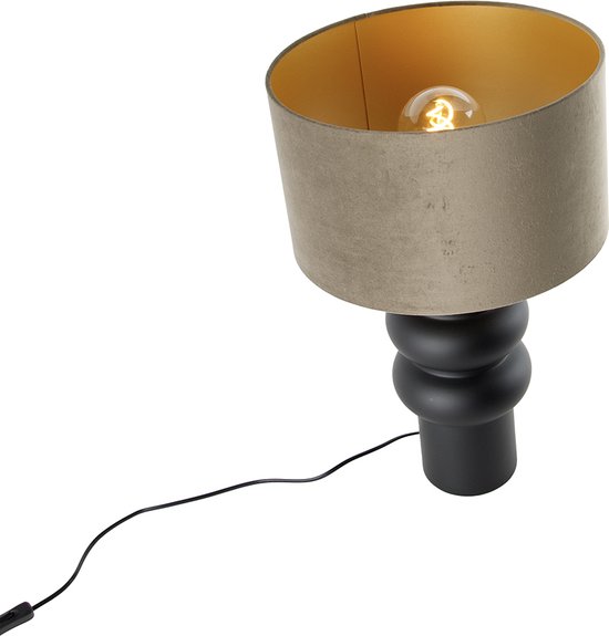QAZQA alisia - Lampe de table Design avec abat-jour - 1 lumière - H 60 cm - Zwart Or - Salon | Chambre à coucher | Cuisine