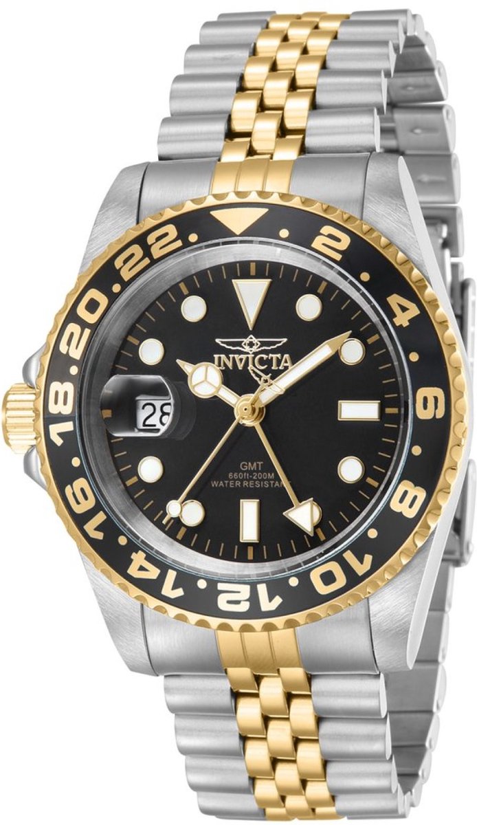 Invicta Pro Diver 43974 Heren Horloge - Waterdicht - Analoog - Quartz Uurwerk - Roestvrij Staal met zwarte Wijzerplaat - 42mm