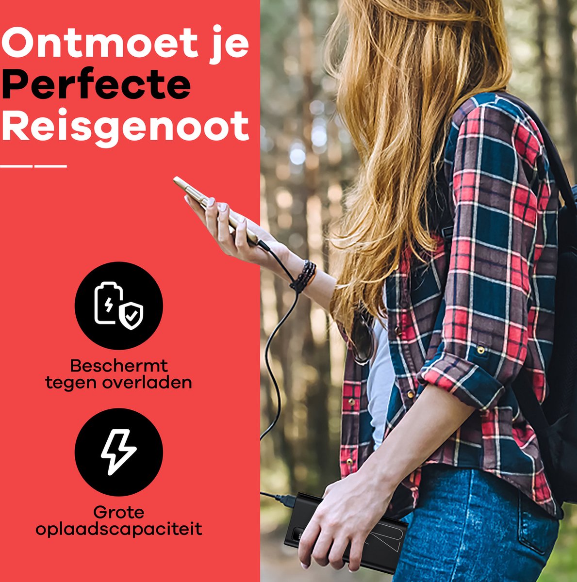 Powerbank 20000 mAh – 22.5W Ultra Snellader - USB-A/USB-C - LED Indicatie - Universele Powerbanks Geschikt voor iOS/Android - Zwart van Besjaar — cadeau in Gadgets - foto 6
