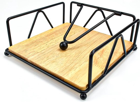 Selbro ® Stijlvolle Metalen en Houten Servethouder voor Moderne Tafels