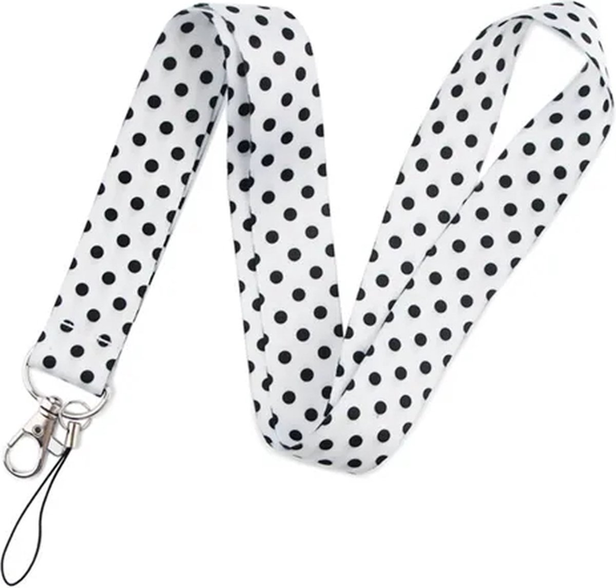 Travel Cords - Keycord Black Dots - stevig lanyard - sleutelhanger - sleutelkoord - met telefoonkoord - sleutels
