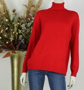 Dames col trui Roberta rood fijngebreid maat L/XL koltrui coltrui