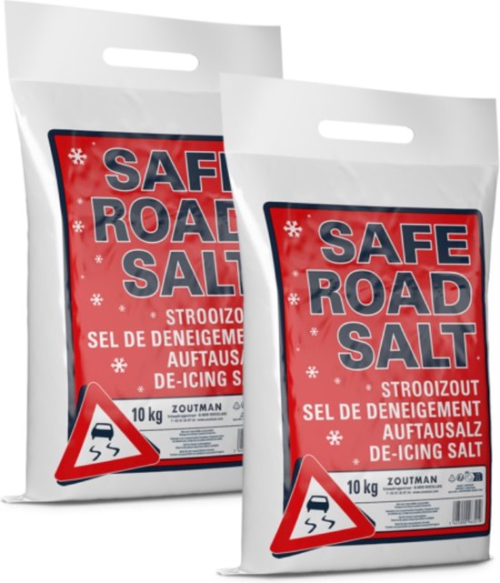 SAFE ROAD SALT® - Strooizout en Dooizout - 2 x 10 kilogram - Multipack - Totaal 20 kg