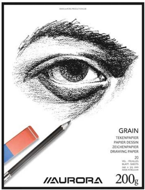 Aurora Tekenblok - Grain - Tekenpapier - Schetsblok - 240x315mm - A4+ - 200g - 20 vel