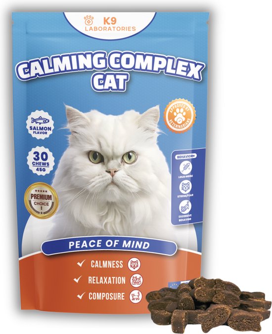 Anti-stress voedingssupplement voor katten - Bij stress, angst, agressie - 30 stuks - Antistressmiddel Kat - 100% natuurlijk - In heerlijke snackvorm - Kalmeringsmiddel kat - Anti stress kat - Kalmerend en rustgevend - Stressvermindering voor katten