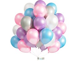 Luna Balunas Gekleurde Latex Ballonnen Set 50 st Paars Roze Berry Lila Frozen Wit Stitch - Verjaardag - Eco friendly FSC
