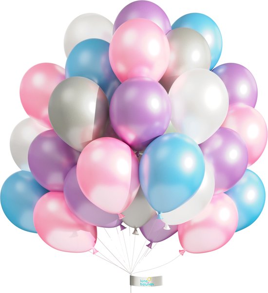 Luna Balunas Gekleurde Latex Ballonnen Set 50 st Paars Roze Berry Lila Frozen Wit Stitch - Verjaardag - Eco friendly FSC