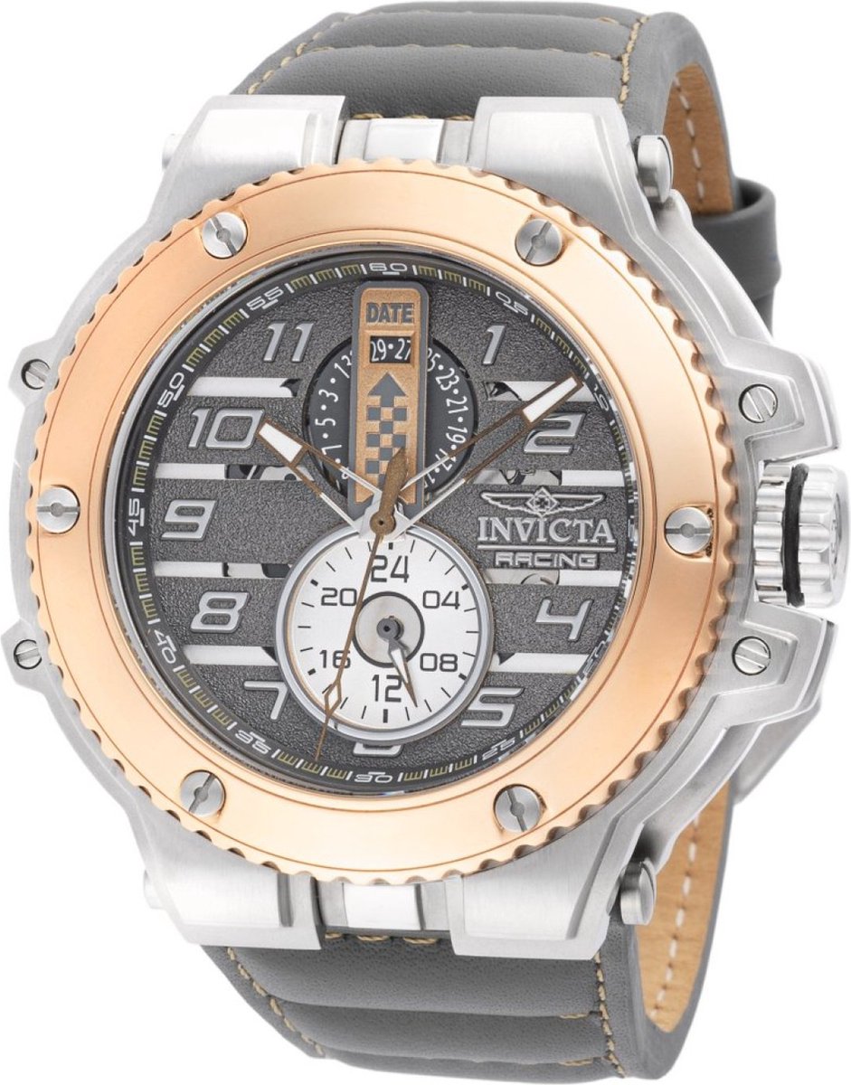 Invicta Racing 47381 Heren Horloge - Waterdicht - Analoog - Quartz Uurwerk - Roestvrij Staal met groene Wijzerplaat - 58mm