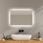 EMKE Miroir de salle de bain LED LM09 - Sans cadre - Miroir de douche anti-condensation - 3000K chaud/6500K froid - Suspension horizontale/verticale - 40 x 60 CM