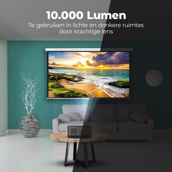 Spoused Beamer - Full-HD - 10.000 Lumen - Streamen Vanaf Je Telefoon Met WiFi - Mini Beamer - Zwart