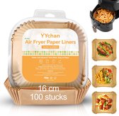 YYchan Airfryer bakpapier - 100 stuks - 20x20CM (LxB) - 16CM bodemdiameter -Wegwerpbakjes - Vierkante papieren filters-Wegwerp bakjes voor airfryer – Airfyer accesoires