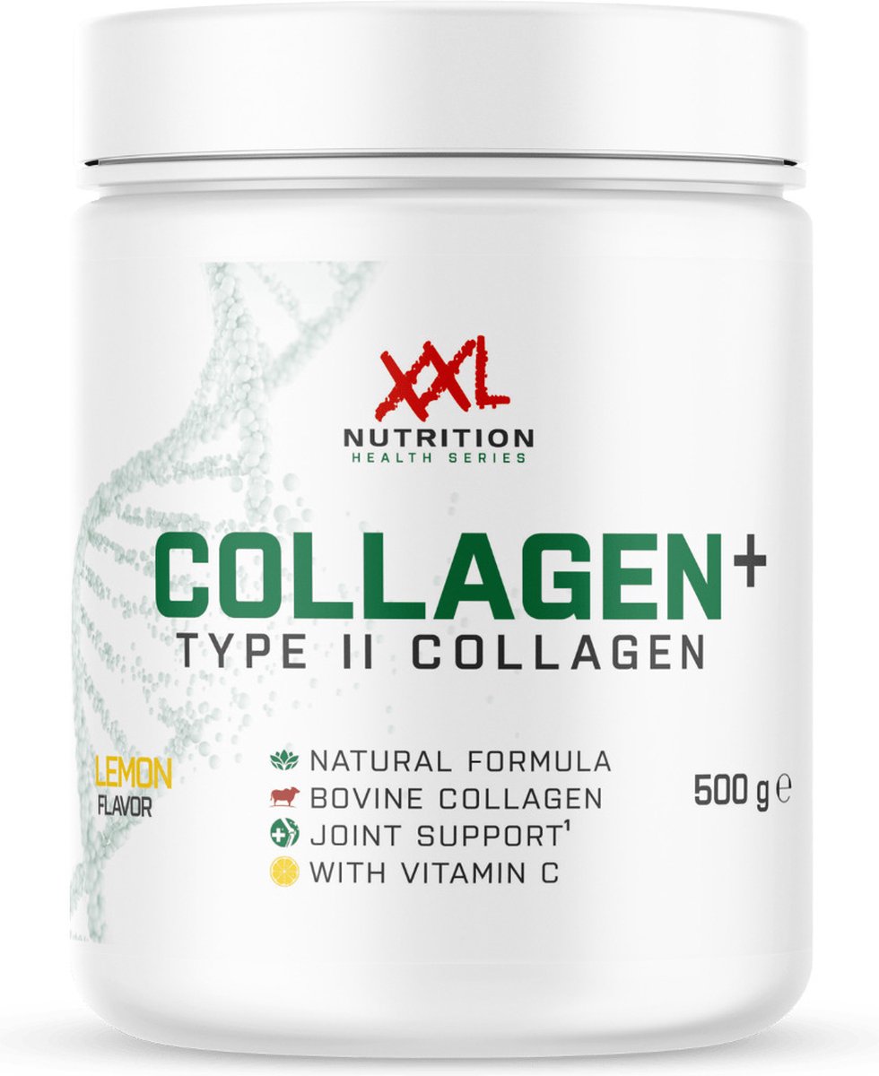 Goedkoopste XXL Nutrition - Collagen Type 2 - Bovine Collageen Supplement met Vitamine C - Type 2 Collageen - Lemon - 500 Gram (50 doseringen