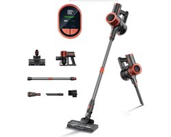 JIGOO C200 Snoerloze Stofzuiger, 23KPa Zuigkracht, 40min Werkduur, 2 Werkstanden, Telescopische Metalen Buis & LED Koplamp, Grijs