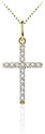 Gisser Jewels - Hanger excl. Ketting - Kruis gezet met Zirkonia Stenen - 22mm x 11mm - 14 Karaat Geelgoud