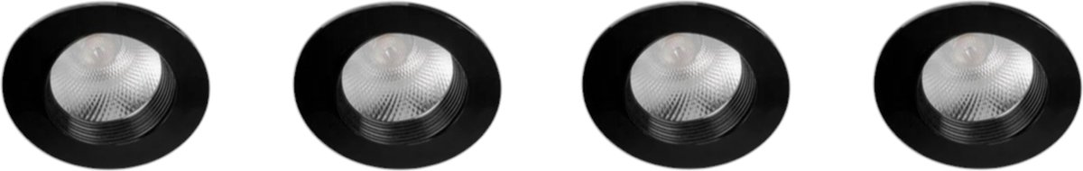 inbouwspots 4 STUKS, ORBIT - 6038 SERIES COB LED 7W 600lm 3000K CRI80+ 30° niet dimbaar zwart incl driver