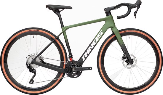 Rinos Sandman 4 Gravel Bike - carbonframe, GRX400 20 versnellingen, hydraulische schijfremmen, lichtgewicht, allround fiets voor elk terrein,Zwart Groen 54 van Rinos — afbeelding 2
