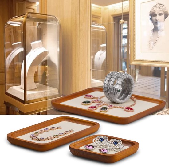 Oirlv Massief houten 12 rasters, sieradendoos voor ringen, oorbellen, opbergdoos, juwelenkistje dames, displaybox, drinket organizer (donkergrijs