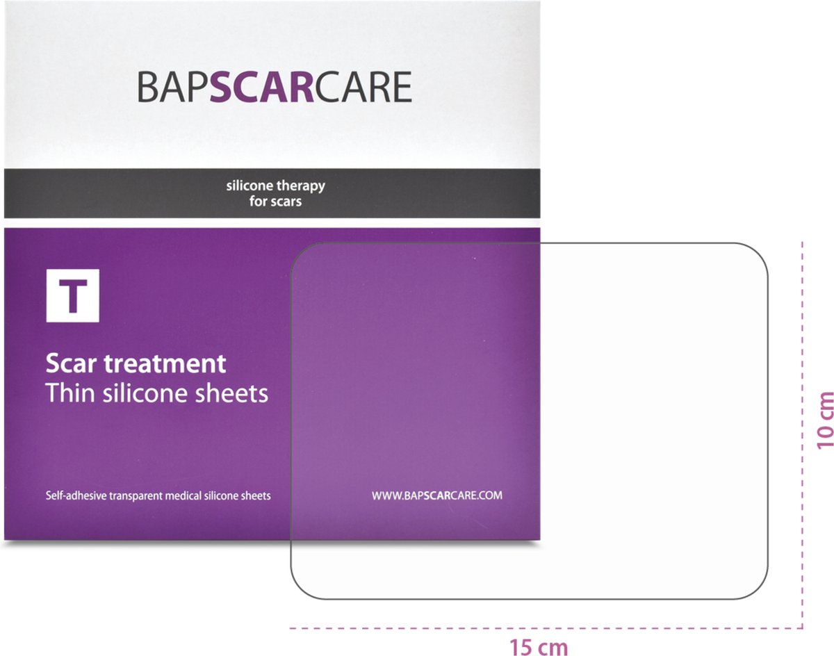 Goedkoopste BAPSCARCARE T - zeer dunne siliconen pleister, 10x15 cm | Vermindert littekens en littekenklachten | Litteken pleister | Siliconenpleisters littekens