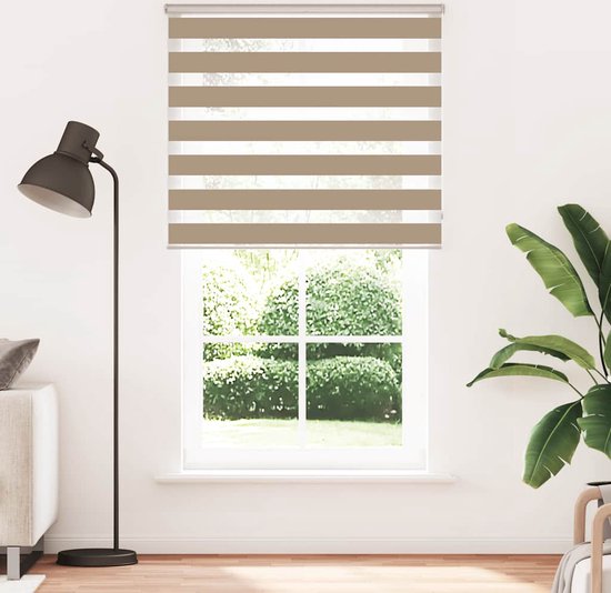 vidaXL - Zebra - Store - 125x230 - cm - largeur du tissu - 120,9 - cm - polyester - marron sable