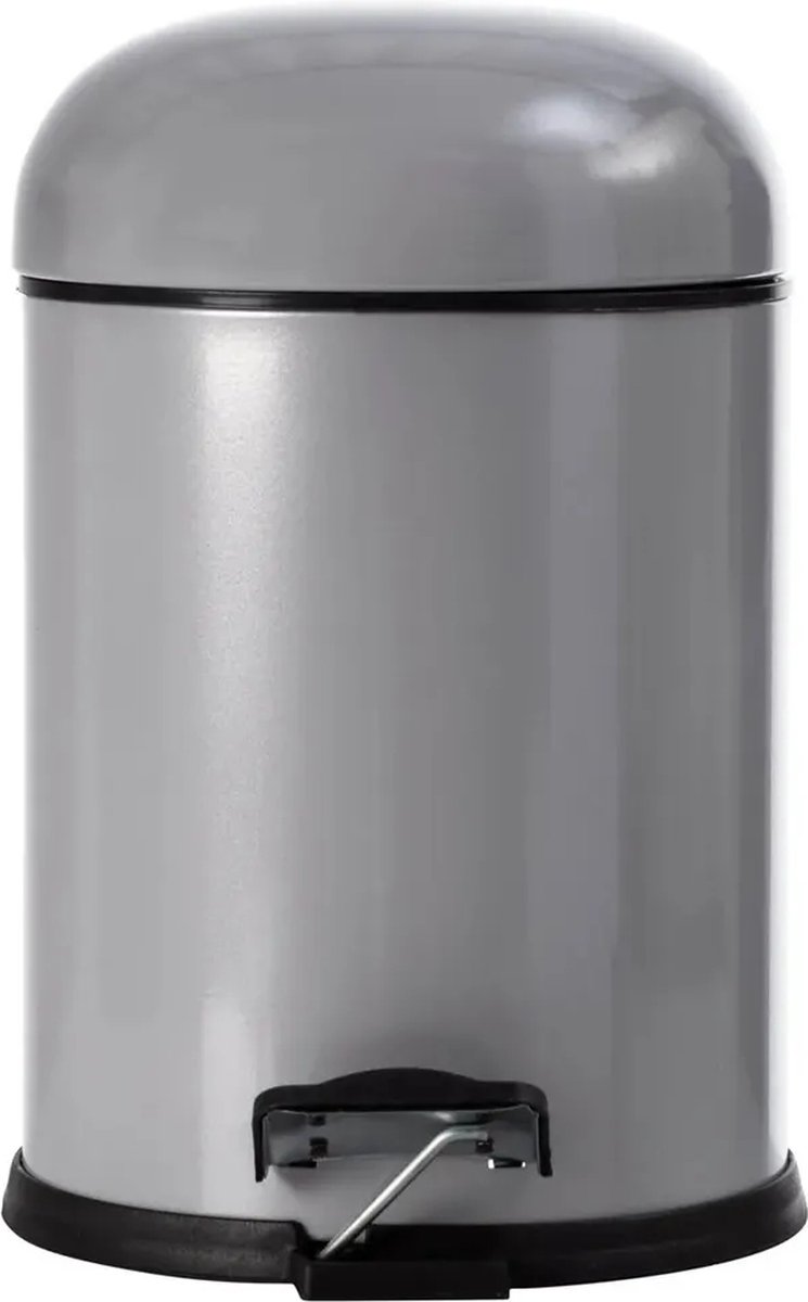 Tiss® Pedal Bin Classic Pedaalemmer - 2-delig- Ronde deksel - badkamer en toilet- 5 l - Grijs