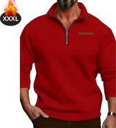 Nivard Quarter Zip Heren - Sweater - Sweaters - Hoodie - Warme Trui - Vest - Lang - Coltrui - Rood - XXXL