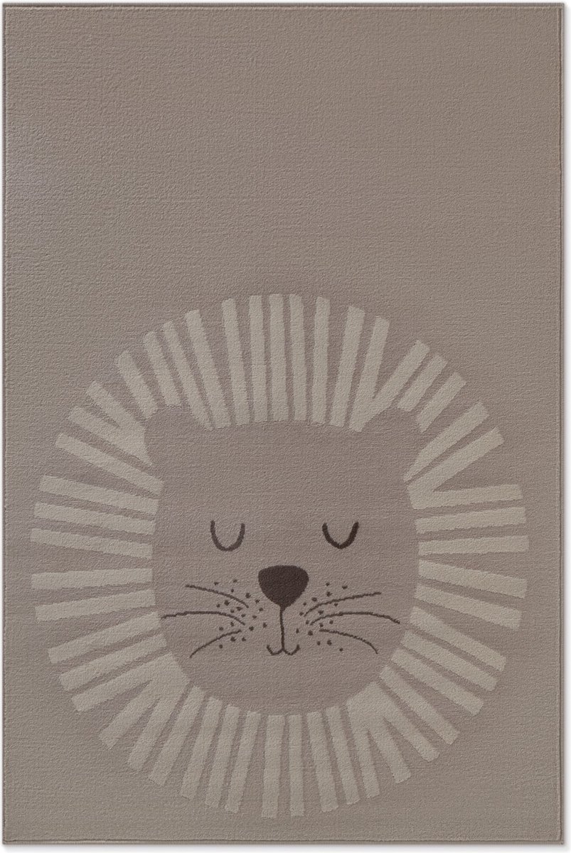 flycarpets Kindervloerkleed Adventures - Happy Lion - Beige / Creme 120x170 cm
