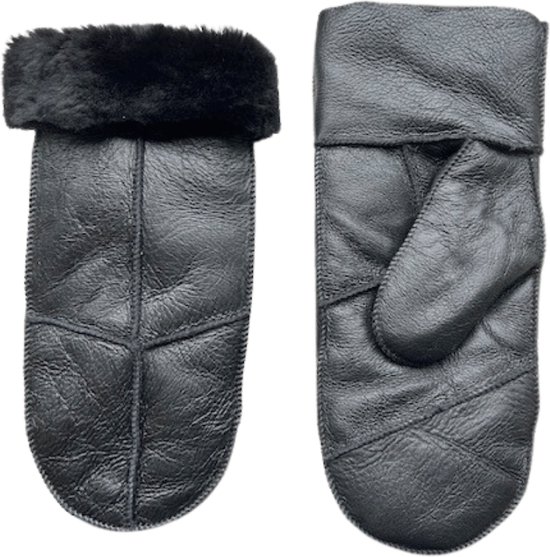 Mitaines en cuir pour femme - Lammy dames hiver - Coupe-vent et déperlant - Laine - noir - Taille M