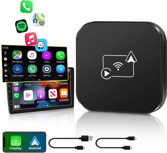 Draadloze Carplay en Android Auto Adapter | 2-in-1 | Snelle Verbinding | Plug-and-Play