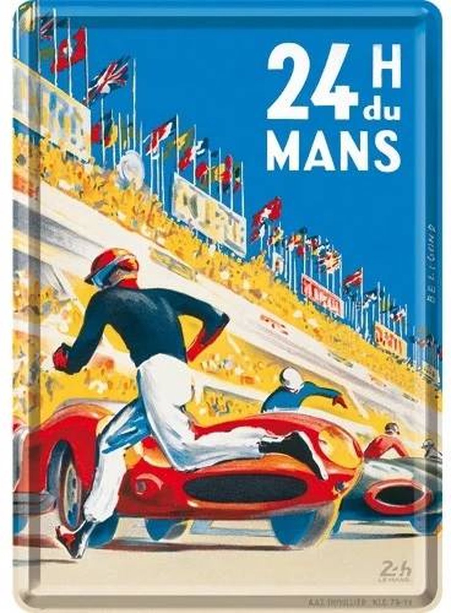 Metal Card 24h Le Mans Racing Poster Blue ansichtkaart 10x14 cm