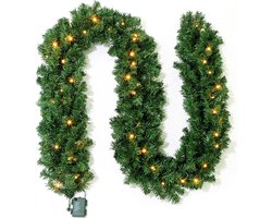 Nordlandia Guirlande Met verlichting - Timer - Kerstversiering - 270CM - Kerstslinger - Kerstdecoratie - 35 LED - Groen