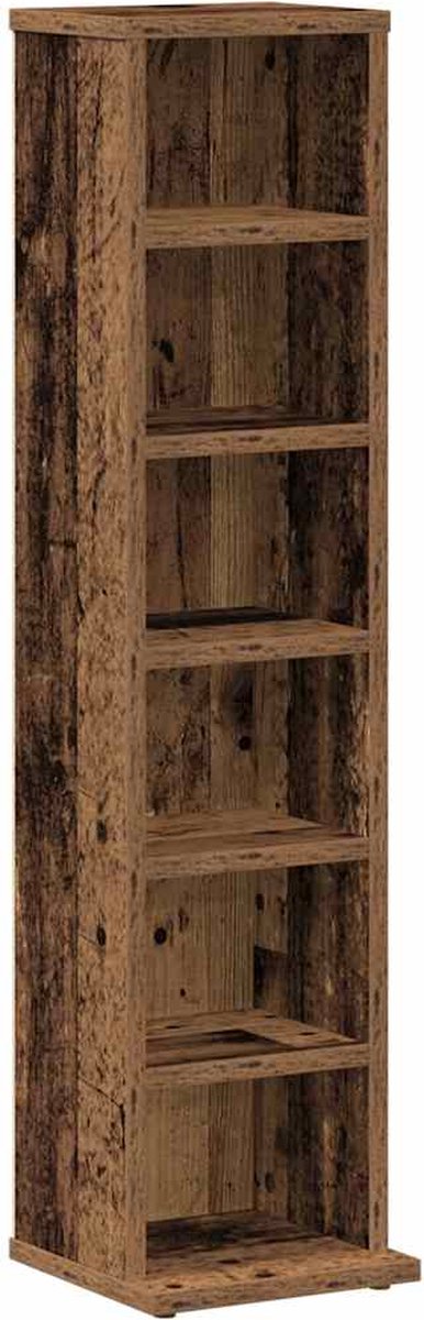 vidaXL - Cd-kast - 21x20x88 - cm - bewerkt - hout - oud - houtkleurig