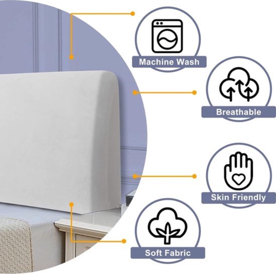 Housse de tête de lit extensible, protection contre la poussière, 180 cm - 200 cm