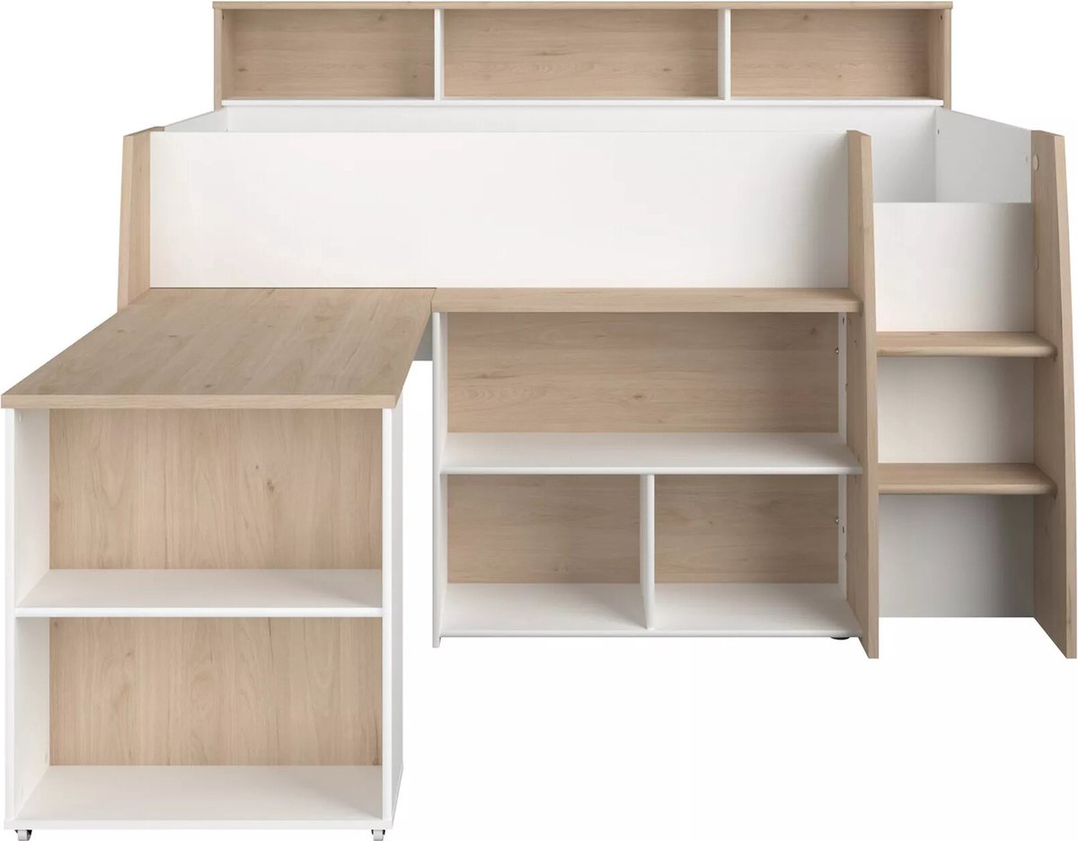 Parisot Vente-unique Combinatiebed hout natuurlijk licht, wit 90 x 200 cm